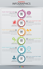 Poster - Infographic business vertical timeline process chart template. Vector modern banner used for presentation and workflow layout diagram, web design. Abstract elements of graph options.