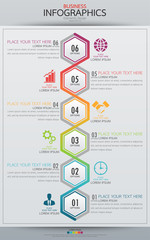 Poster - Infographic business vertical timeline process chart template. Vector modern banner used for presentation and workflow layout diagram, web design. Abstract elements of graph options.