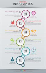 Poster - Infographic business vertical timeline process chart template. Vector modern banner used for presentation and workflow layout diagram, web design. Abstract elements of graph options.