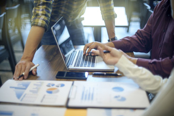 Poster - Group of business man and woman discussing on the table about startup business