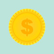 Gold coin icon on green background