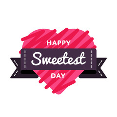 Canvas Print - Happy Sweetest Day emblem isolated vector illustration on white background. 21 october american food holiday event label, greeting card decoration graphic element