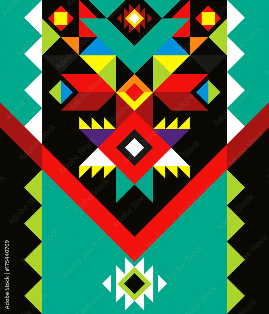 aztec pattern colorful  - obrazy, fototapety, plakaty 