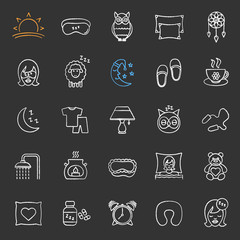 Sticker - Sleeping accessories chalk icons set