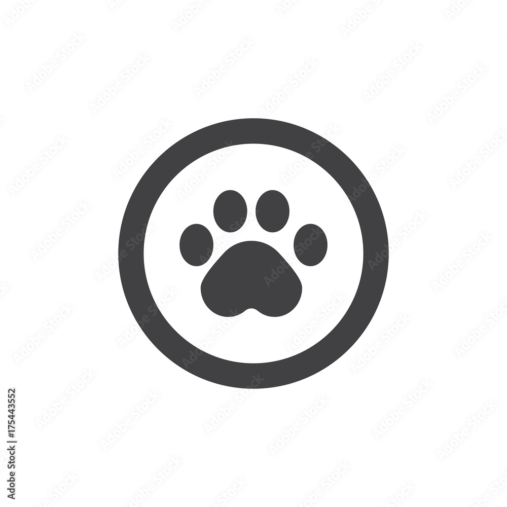 Paw print icon vector, filled flat sign, solid pictogram isolated on ...