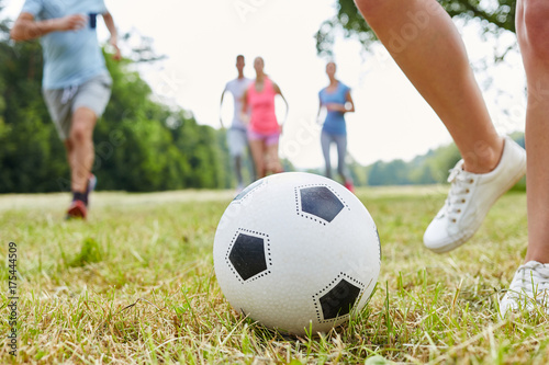 Plakat Piłka nożna w parku jako sport rekreacyjny