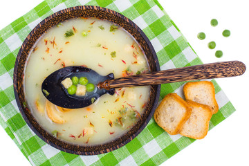 Sticker - Vegetarian soup mashed potatoes with croutons