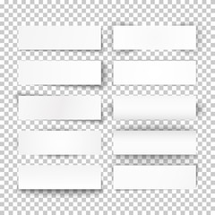 Wall Mural - Set of 10 bended white paper banners.
