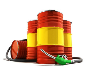 Oil barrels and drum containers 3render on white