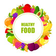 © ONYXprj - Vector organic fruits frame isolated. Banner with natural fresh food illustration