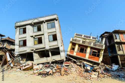 Cuadros en Lienzo Aftermath of Nepal earthquake 2015, collapsed buildings in Kathmandu