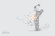 The particles, geometric art, line and dot of golf player action