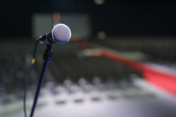 Wall Mural - Microphone in Conference Seminar room Event Background