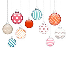 Sticker - 10 Hanging Christmas Balls Pattern Color/White