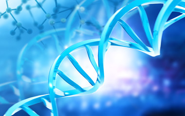 Wall Mural - DNA structure on abstract digital background. 3d illustration .