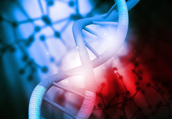 Wall Mural - Dna on abstract science background. 3d illustration.