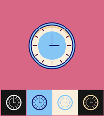 Poster - clock icon. flat vector illustration. blue simple clock