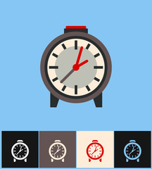 Poster - clock icon. flat vector illustration on different colored backgrounds. brown analog clock