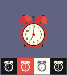 Poster - clock icon. flat vector illustration. red analog clock