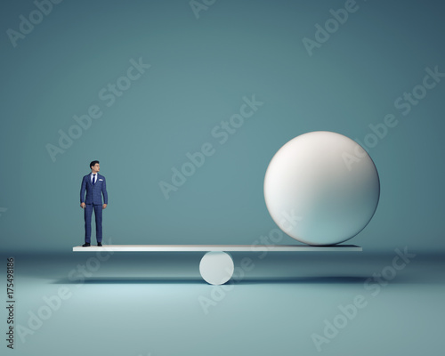 Businessman and a white sphere