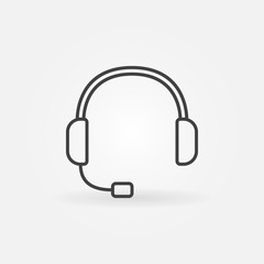Poster - Headset outline icon - vector customer service concept outline s