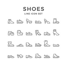 Set Line Icons Of Shoes