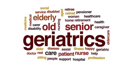 Poster - Geriatrics animated word cloud, text design animation.