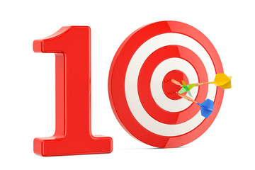 Poster - target 10, success and achievement concept. 3d rendering