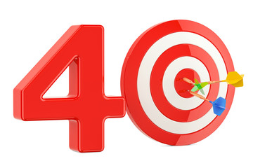 Poster - target 40, success and achievement concept. 3d rendering