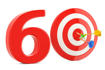 Poster - target 60, success and achievement concept. 3d rendering