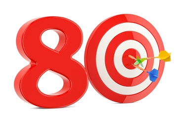 Poster - target 80, success and achievement concept. 3d rendering