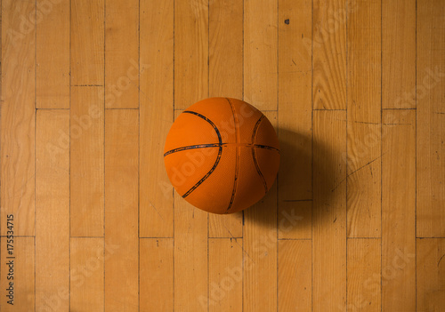 Old Basketball Ball On A Basketball Court Hardwood Floor Buy