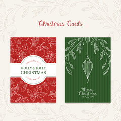 Wall Mural - Festive christmas card design with hand drawn christmas elements