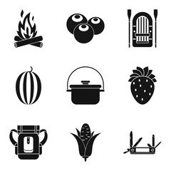 field kitchen icons set, simple style