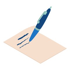 Poster - Write pen icon, isometric 3d style