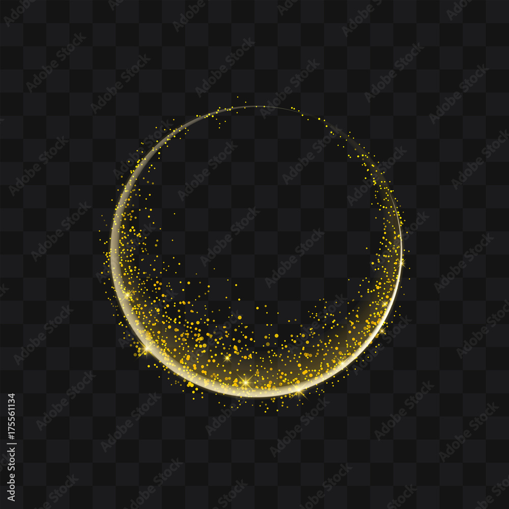 Gold glittering trail sparkling stardust abstract particles on background. Use for your product element. - obrazy, fototapety, plakaty 