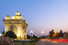 Patuxay Or Patuxai Victory Monument, Architectural Landmark Of Vientiane, Capital City Of Laos