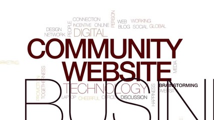 Poster - Community website animated word cloud, text design animation. Kinetic typography.