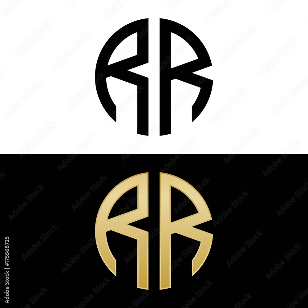 rr initial logo circle shape vector black and gold Stock Vector | Adobe ...