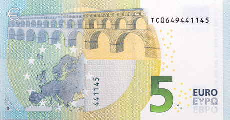 Wall Mural - Five euro banknote, back side.