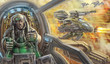 © likozor - The pilot of the combat robot is fighting. Science fiction clip art.