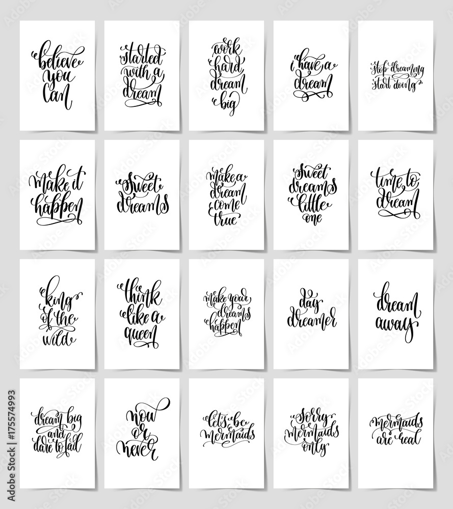 set of 20 black and white hand lettering magic quotes posters ...
