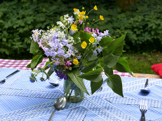 Handmade syringa bouquet from the summer garden