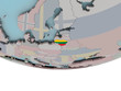 © harvepino - Lithuania with flag on globe