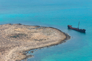 Ship wreck near Gramvousa Island. Crete, Greece