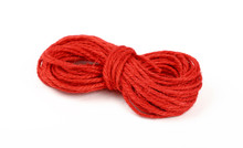 Red Jute Twine Coil Skein Isolated On White