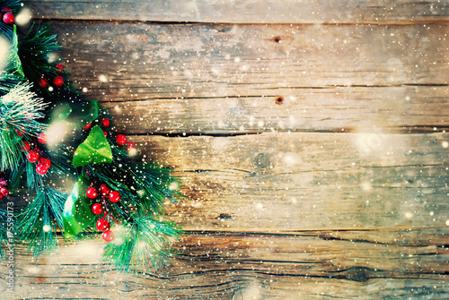 Christmas vintage background fir tree berries stock photo Christmas Vintage Background Fir Tree Berries Stock Photo | Adobe Stock