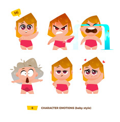 Wall Mural - Cute baby characters emotions set. 