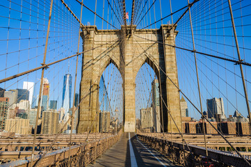 Alone on the Brooklyn Bridge, New York, USA