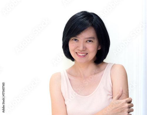 Beautiful Smiling Asian Women With Clean Skin Natural Make Up